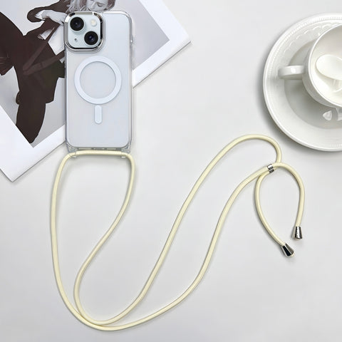 MagSafe Magnetic PC + TPU Phone Case with Lanyard, For iPhone 16, For iPhone 15 Pro Max, For iPhone 15 Pro, For iPhone 15 Plus