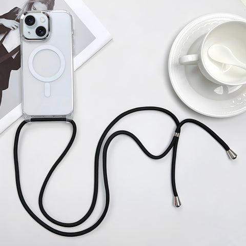 MagSafe Magnetic PC + TPU Phone Case with Lanyard, For iPhone 16, For iPhone 15 Pro Max, For iPhone 15 Pro, For iPhone 15 Plus