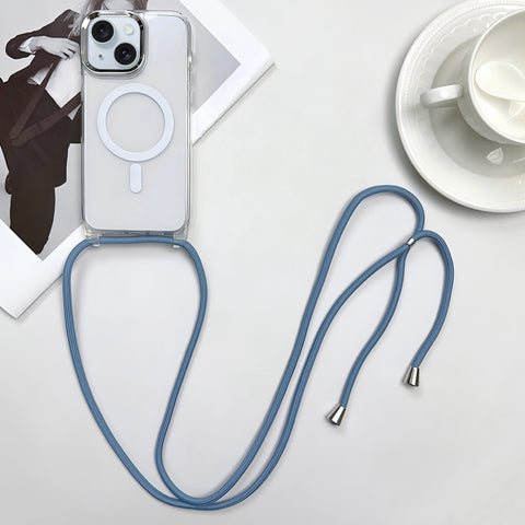 MagSafe Magnetic PC + TPU Phone Case with Lanyard, For iPhone 16, For iPhone 15 Pro Max, For iPhone 15 Pro, For iPhone 15 Plus