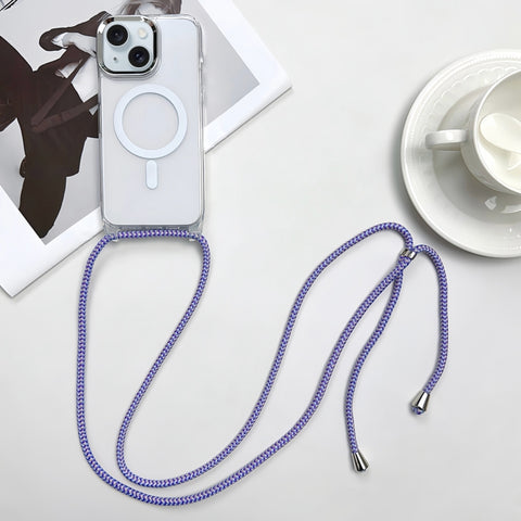 MagSafe Magnetic PC + TPU Phone Case with Lanyard, For iPhone 16, For iPhone 15 Pro Max, For iPhone 15 Pro, For iPhone 15 Plus