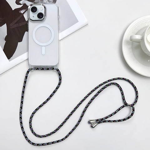 MagSafe Magnetic PC + TPU Phone Case with Lanyard, For iPhone 16, For iPhone 15 Pro Max, For iPhone 15 Pro, For iPhone 15 Plus