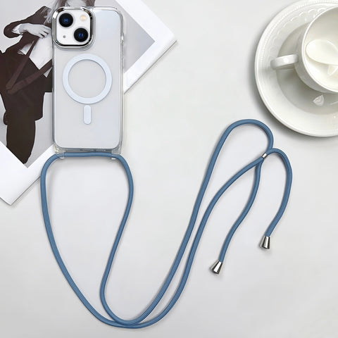 MagSafe Magnetic PC + TPU Phone Case with Lanyard, For iPhone 15, For iPhone 14 Plus, For iPhone 14, For iPhone 14 Pro