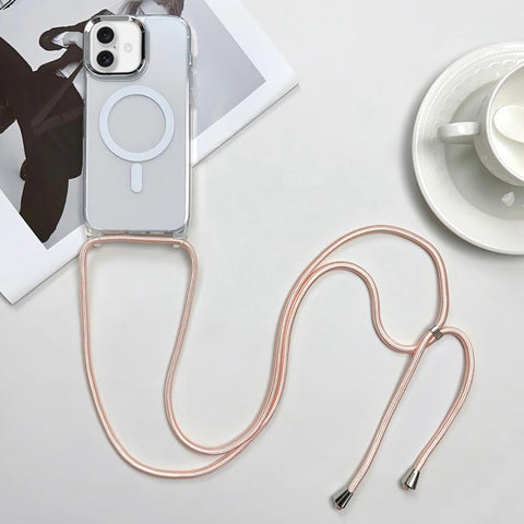 MagSafe Magnetic PC + TPU Phone Case with Lanyard, For iPhone 16, For iPhone 15 Pro Max, For iPhone 15 Pro, For iPhone 15 Plus