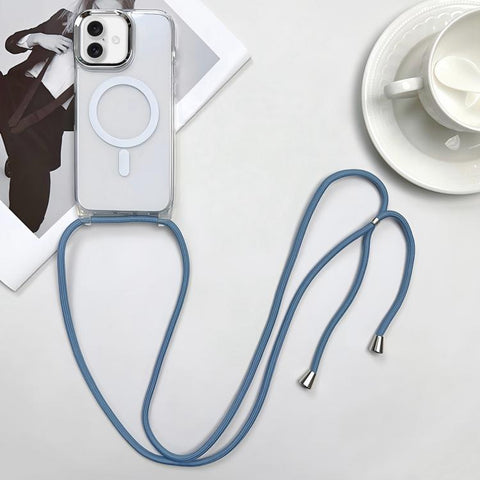 MagSafe Magnetic PC + TPU Phone Case with Lanyard, For iPhone 16, For iPhone 15 Pro Max, For iPhone 15 Pro, For iPhone 15 Plus