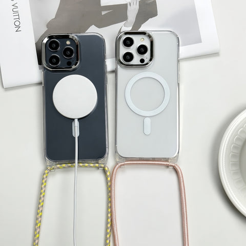 MagSafe Magnetic PC + TPU Phone Case with Lanyard, For iPhone 15, For iPhone 14 Plus, For iPhone 14, For iPhone 14 Pro