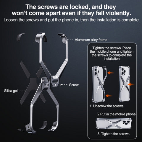 Frameless X-shaped Metal Phone Case, For iPhone 15 Pro Max, For iPhone 15 Pro, For iPhone 15, For iPhone 13 / 14, For iPhone 13 Pro / 14 Pro, For iPhone 13 Pro Max / 14 Pro Max