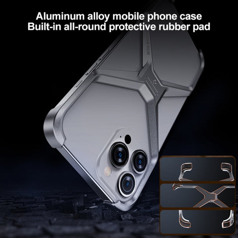 Frameless X-shaped Metal Phone Case, For iPhone 15 Pro Max, For iPhone 15 Pro, For iPhone 15, For iPhone 13 / 14, For iPhone 13 Pro / 14 Pro, For iPhone 13 Pro Max / 14 Pro Max