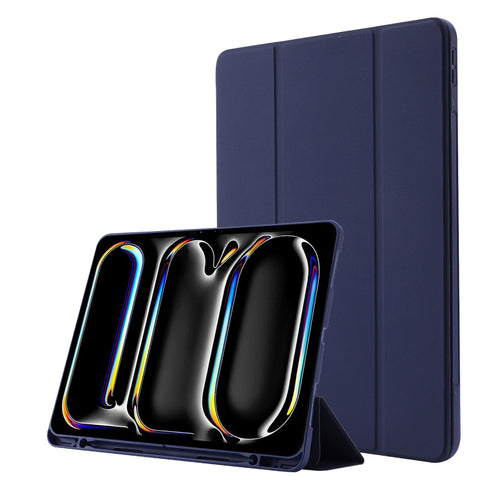Skin Feel Tri-fold Leather Tablet Case with Pen Slot, For iPad Air 13 2026 / 2025 / 2024, For iPad Air 11 2026 / 2025 / 2024, For iPad Pro 13 2025 / 2024, For iPad Pro 11 2025 / 2024