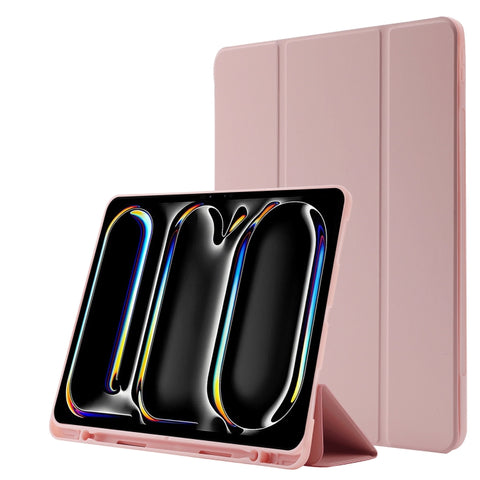 Skin Feel Tri-fold Leather Tablet Case with Pen Slot, For iPad Air 13 2026 / 2025 / 2024, For iPad Air 11 2026 / 2025 / 2024, For iPad Pro 13 2025 / 2024, For iPad Pro 11 2025 / 2024