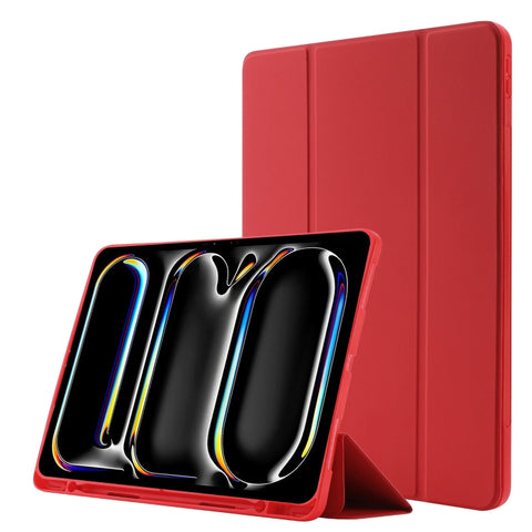 Skin Feel Tri-fold Leather Tablet Case with Pen Slot, For iPad Air 13 2026 / 2025 / 2024, For iPad Air 11 2026 / 2025 / 2024, For iPad Pro 13 2025 / 2024, For iPad Pro 11 2025 / 2024