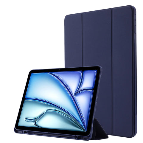 Skin Feel Tri-fold Leather Tablet Case with Pen Slot, For iPad Air 13 2026 / 2025 / 2024, For iPad Air 11 2026 / 2025 / 2024, For iPad Pro 13 2025 / 2024, For iPad Pro 11 2025 / 2024