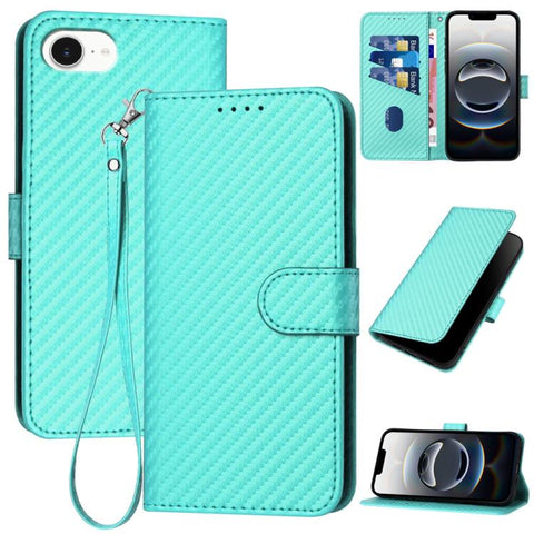 YX0070 Carbon Fiber Buckle Leather Phone Case with Lanyard, For iPhone 18 Pro / 17 Pro, For iPhone 18 Pro Max / 17 Pro Max, For iPhone 17e / 16e, For iPhone 17, For iPhone Air, For iPhone 16 Pro Max