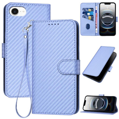 YX0070 Carbon Fiber Buckle Leather Phone Case with Lanyard, For iPhone 18 Pro / 17 Pro, For iPhone 18 Pro Max / 17 Pro Max, For iPhone 17e / 16e, For iPhone 17, For iPhone Air, For iPhone 16 Pro Max