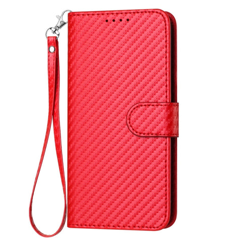 YX0070 Carbon Fiber Buckle Leather Phone Case with Lanyard, For iPhone 15, For iPhone 14 Plus, For iPhone 14, For iPhone 14 Pro, For iPhone 14 Pro Max, For iPhone SE 2022 / SE 2020 / 8 / 7