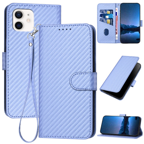 YX0070 Carbon Fiber Buckle Leather Phone Case with Lanyard, For iPhone 12 mini, For iPhone 11 Pro Max, For iPhone 11, For iPhone 11 Pro, For iPhone X / XS, For iPhone XR