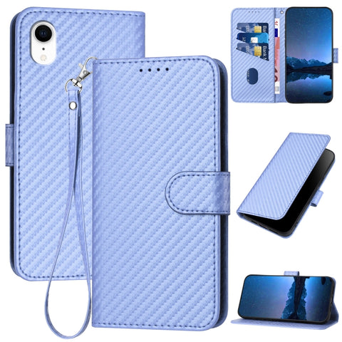 YX0070 Carbon Fiber Buckle Leather Phone Case with Lanyard, For iPhone 12 mini, For iPhone 11 Pro Max, For iPhone 11, For iPhone 11 Pro, For iPhone X / XS, For iPhone XR