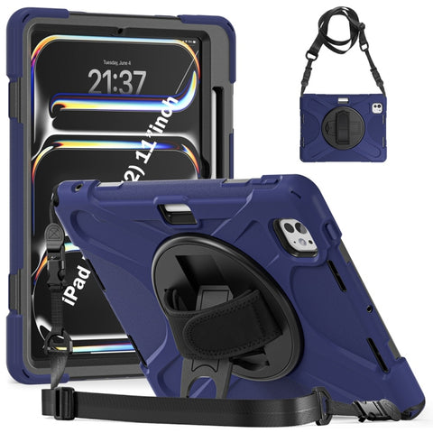 Rotatable Holder Silicone Hybrid PC Tablet Case with Shoulder Strap, For iPad Air 13 2026 / 2025 / 2024, For iPad Air 11 2026 / 2025 / 2024, For iPad Pro 13 2025 / 2024, For iPad Pro 11 2025 / 2024
