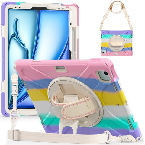 Rotatable Holder Silicone Hybrid PC Tablet Case with Shoulder Strap, For iPad Air 13 2026 / 2025 / 2024, For iPad Air 11 2026 / 2025 / 2024, For iPad Pro 13 2025 / 2024, For iPad Pro 11 2025 / 2024