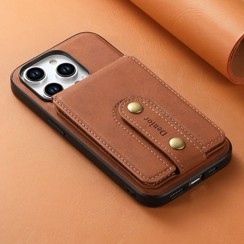 Denior D14 NK Retro Pattern MagSafe Magnetic Card Holder Leather Phone Case, For iPhone 13 Pro Max, For iPhone 13 Pro, For iPhone 12/12 Pro, For iPhone 12 Pro Max