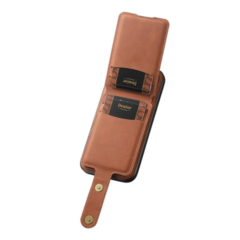 Denior D14 NK Retro Pattern MagSafe Magnetic Card Holder Leather Phone Case, For iPhone 13 Pro Max, For iPhone 13 Pro, For iPhone 12/12 Pro, For iPhone 12 Pro Max
