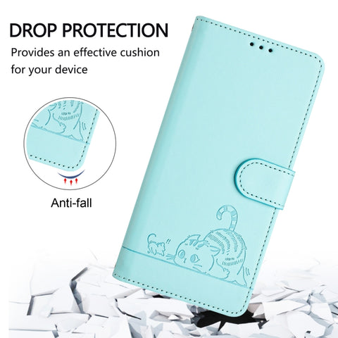 Cat Rat Embossed Pattern RFID Leather Phone Case with Lanyard, For Samsung Galaxy A32 5G/M32 5G, For Samsung Galaxy A52 4G/5G/A52s 5G, For Samsung Galaxy A03s 164mm, For Samsung Galaxy A03s 166mm, For Samsung Galaxy A03s 165.8mm US Version             ...