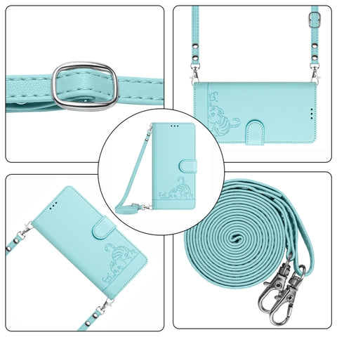Cat Rat Embossed Pattern RFID Leather Phone Case with Lanyard, For Samsung Galaxy M62, For Samsung Galaxy A32 4G, For Samsung Galaxy A02/M02, For Samsung Galaxy A72 4G, For Samsung Galaxy A12/M12, For Samsung Galaxy A02s 164mm                          ...