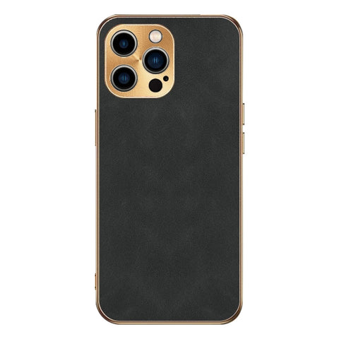 Electroplating Lambskin Leather Phone Case, For iPhone 14 Pro Max, For iPhone 13 Pro Max, For iPhone 13 Pro, For iPhone 13, For iPhone 12, For iPhone 12 Pro Max, For iPhone 12 Pro