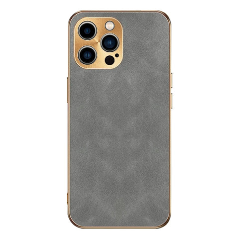 Electroplating Lambskin Leather Phone Case, For iPhone 14 Pro Max, For iPhone 13 Pro Max, For iPhone 13 Pro, For iPhone 13, For iPhone 12, For iPhone 12 Pro Max, For iPhone 12 Pro