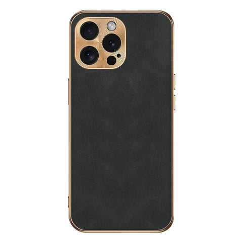 Electroplating Lambskin Leather Phone Case, For iPhone 14 Pro Max, For iPhone 13 Pro Max, For iPhone 13 Pro, For iPhone 13, For iPhone 12, For iPhone 12 Pro Max, For iPhone 12 Pro