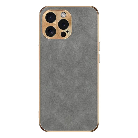 Electroplating Lambskin Leather Phone Case, For iPhone 14 Pro Max, For iPhone 13 Pro Max, For iPhone 13 Pro, For iPhone 13, For iPhone 12, For iPhone 12 Pro Max, For iPhone 12 Pro