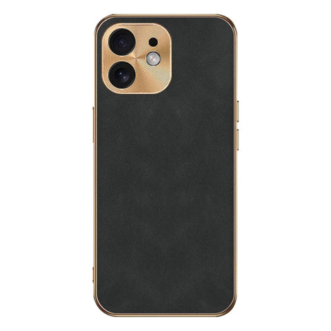Electroplating Lambskin Leather Phone Case, For iPhone 14 Pro Max, For iPhone 13 Pro Max, For iPhone 13 Pro, For iPhone 13, For iPhone 12, For iPhone 12 Pro Max, For iPhone 12 Pro