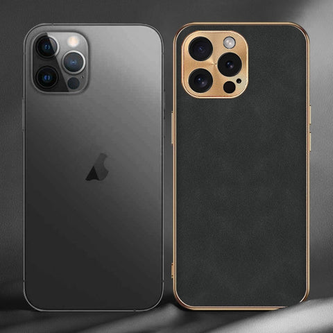 Electroplating Lambskin Leather Phone Case, For iPhone 14 Pro Max, For iPhone 13 Pro Max, For iPhone 13 Pro, For iPhone 13, For iPhone 12, For iPhone 12 Pro Max, For iPhone 12 Pro