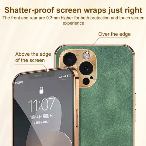 Electroplating Lambskin Leather Phone Case, For iPhone 14 Pro Max, For iPhone 13 Pro Max, For iPhone 13 Pro, For iPhone 13, For iPhone 12, For iPhone 12 Pro Max, For iPhone 12 Pro