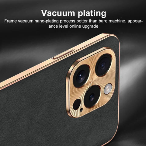 Electroplating Lambskin Leather Phone Case, For iPhone 14 Pro Max, For iPhone 13 Pro Max, For iPhone 13 Pro, For iPhone 13, For iPhone 12, For iPhone 12 Pro Max, For iPhone 12 Pro