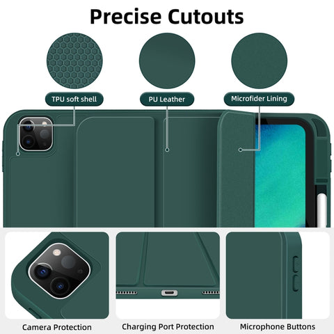 3-fold TPU Smart Leather Tablet Case with Pen Slot, For iPad Pro 11 2022 / 2021 / 2020, For iPad Air 5 / 4, For iPad 10.2 2021 / 2020 / 2019