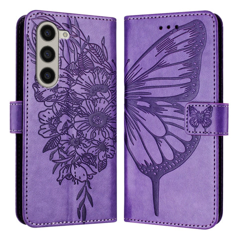 Embossed Butterfly Leather Phone Case, For Samsung Galaxy Z Fold6, For Samsung Galaxy Z Fold5