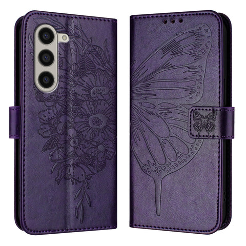 Embossed Butterfly Leather Phone Case, For Samsung Galaxy Z Fold6, For Samsung Galaxy Z Fold5