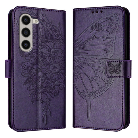 Embossed Butterfly Leather Phone Case, For Samsung Galaxy Z Fold6, For Samsung Galaxy Z Fold5