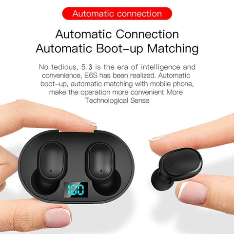 E6S LED Display TWS Wireless Bluetooth Earphone, E6S (White), E6S (Pink), E6S (Blue), E6S (Green)