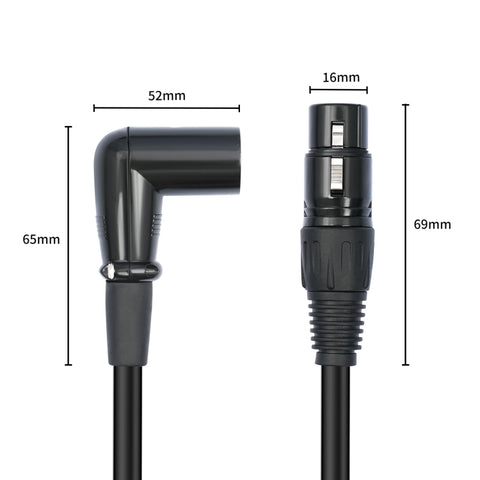 XK042L XLR 3pin Straight Female to Elbow Male Audio Cable, 0.3m, 1m, 2m, 3m, 5m, 10m