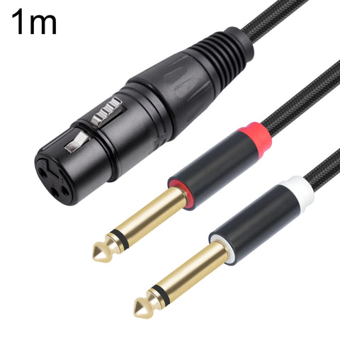 2020Y63 XLR Female to Dual 6.35mm 1/4 TRS Male Y-type Audio Cable, 1m, 2m, 3m