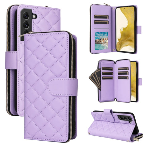 Crossbody Rhombic Zipper Tower Buckle Leather Phone Case with Lanyard, For Samsung Galaxy S24 Ultra 5G, For Samsung Galaxy S24+ 5G, For Samsung Galaxy S24 5G, For Samsung Galaxy S23 FE 5G, For Samsung Galaxy S23 Ultra 5G, For Samsung Galaxy S23+       ...