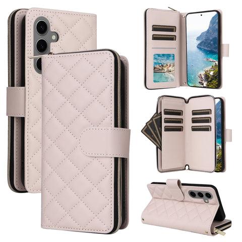 Crossbody Rhombic Zipper Tower Buckle Leather Phone Case with Lanyard, For Samsung Galaxy S24 Ultra 5G, For Samsung Galaxy S24+ 5G, For Samsung Galaxy S24 5G, For Samsung Galaxy S23 FE 5G, For Samsung Galaxy S23 Ultra 5G, For Samsung Galaxy S23+       ...