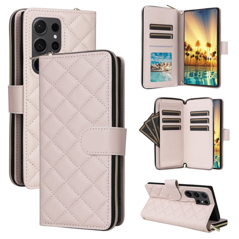 Crossbody Rhombic Zipper Tower Buckle Leather Phone Case with Lanyard, For Samsung Galaxy S24 Ultra 5G, For Samsung Galaxy S24+ 5G, For Samsung Galaxy S24 5G, For Samsung Galaxy S23 FE 5G, For Samsung Galaxy S23 Ultra 5G, For Samsung Galaxy S23+       ...