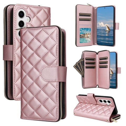 Crossbody Rhombic Zipper Tower Buckle Leather Phone Case with Lanyard, For Samsung Galaxy S26+ 5G, For Samsung Galaxy S26 Ultra 5G, For Samsung Galaxy S26 5G, For Samsung Galaxy S25 FE 5G, For Samsung Galaxy S25 Edge 5G, For Samsung Galaxy S25 5G      ...