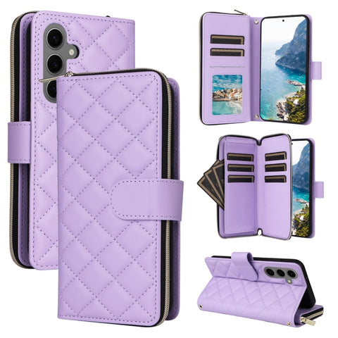 Crossbody Rhombic Zipper Tower Buckle Leather Phone Case with Lanyard, For Samsung Galaxy S26+ 5G, For Samsung Galaxy S26 Ultra 5G, For Samsung Galaxy S26 5G, For Samsung Galaxy S25 FE 5G, For Samsung Galaxy S25 Edge 5G, For Samsung Galaxy S25 5G      ...