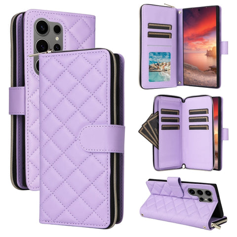 Crossbody Rhombic Zipper Tower Buckle Leather Phone Case with Lanyard, For Samsung Galaxy S26+ 5G, For Samsung Galaxy S26 Ultra 5G, For Samsung Galaxy S26 5G, For Samsung Galaxy S25 FE 5G, For Samsung Galaxy S25 Edge 5G, For Samsung Galaxy S25 5G      ...