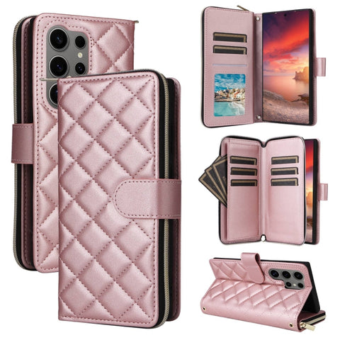 Crossbody Rhombic Zipper Tower Buckle Leather Phone Case with Lanyard, For Samsung Galaxy S26+ 5G, For Samsung Galaxy S26 Ultra 5G, For Samsung Galaxy S26 5G, For Samsung Galaxy S25 FE 5G, For Samsung Galaxy S25 Edge 5G, For Samsung Galaxy S25 5G      ...