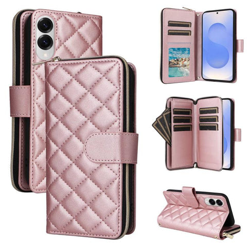 Crossbody Rhombic Zipper Tower Buckle Leather Phone Case with Lanyard, For Samsung Galaxy S26+ 5G, For Samsung Galaxy S26 Ultra 5G, For Samsung Galaxy S26 5G, For Samsung Galaxy S25 FE 5G, For Samsung Galaxy S25 Edge 5G, For Samsung Galaxy S25 5G      ...