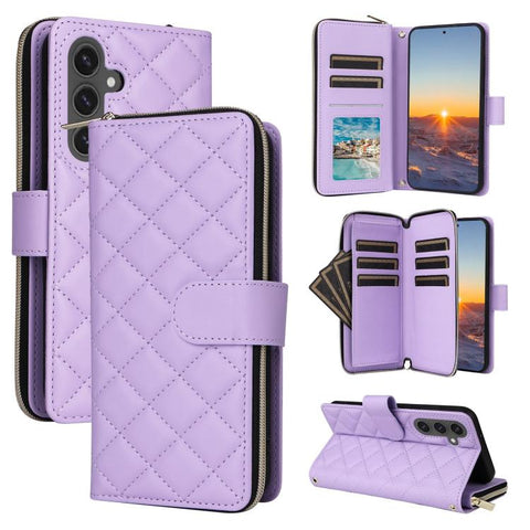 Crossbody Rhombic Zipper Tower Buckle Leather Phone Case with Lanyard, For Samsung Galaxy S26+ 5G, For Samsung Galaxy S26 Ultra 5G, For Samsung Galaxy S26 5G, For Samsung Galaxy S25 FE 5G, For Samsung Galaxy S25 Edge 5G, For Samsung Galaxy S25 5G      ...